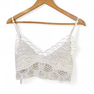 Free People lace crop top cream size medium